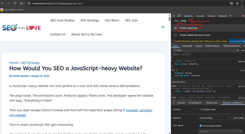 Disable javascript in chrome